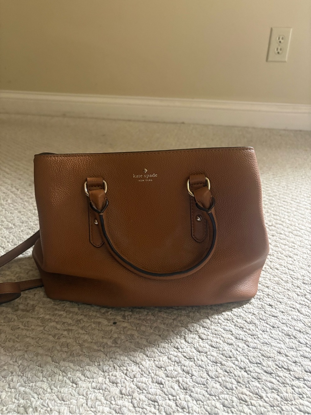 kate spade Leather Satchel in Cognac Brown